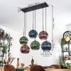 Koyoto Suspension, Boule lumineuse, Suspension Bleu, Vert, Cuivré, 6 lumières