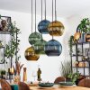 Koyoto Suspension, Boule lumineuse, Suspension Bleu, Or, Vert, 6 lumières