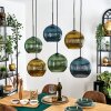 Koyoto Suspension, Boule lumineuse, Suspension Bleu, Or, Vert, 6 lumières