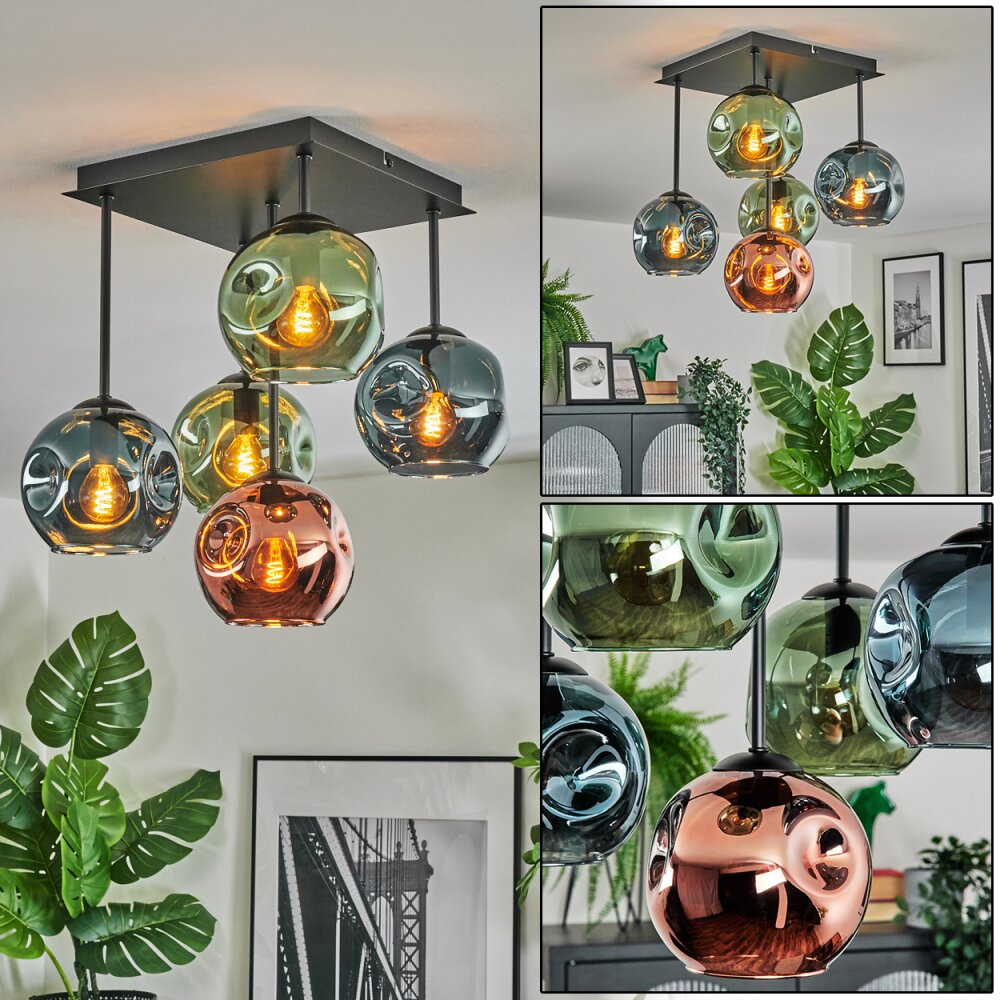 Ripoll Plafonnier, Boule lumineuse Bleu, Vert, Cuivré, 5 lumières main product photo