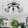Saire Plafonnier, Spot de plafond Chrome, Noir, 3 lumières