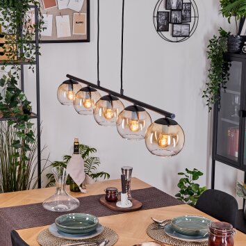 Koyoto Suspension, Boule lumineuse, Suspension Ambre, Clair, 5 lumières
