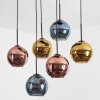 Koyoto Suspension, Boule lumineuse, Suspension Bleu, Or, Cuivré, 6 lumières