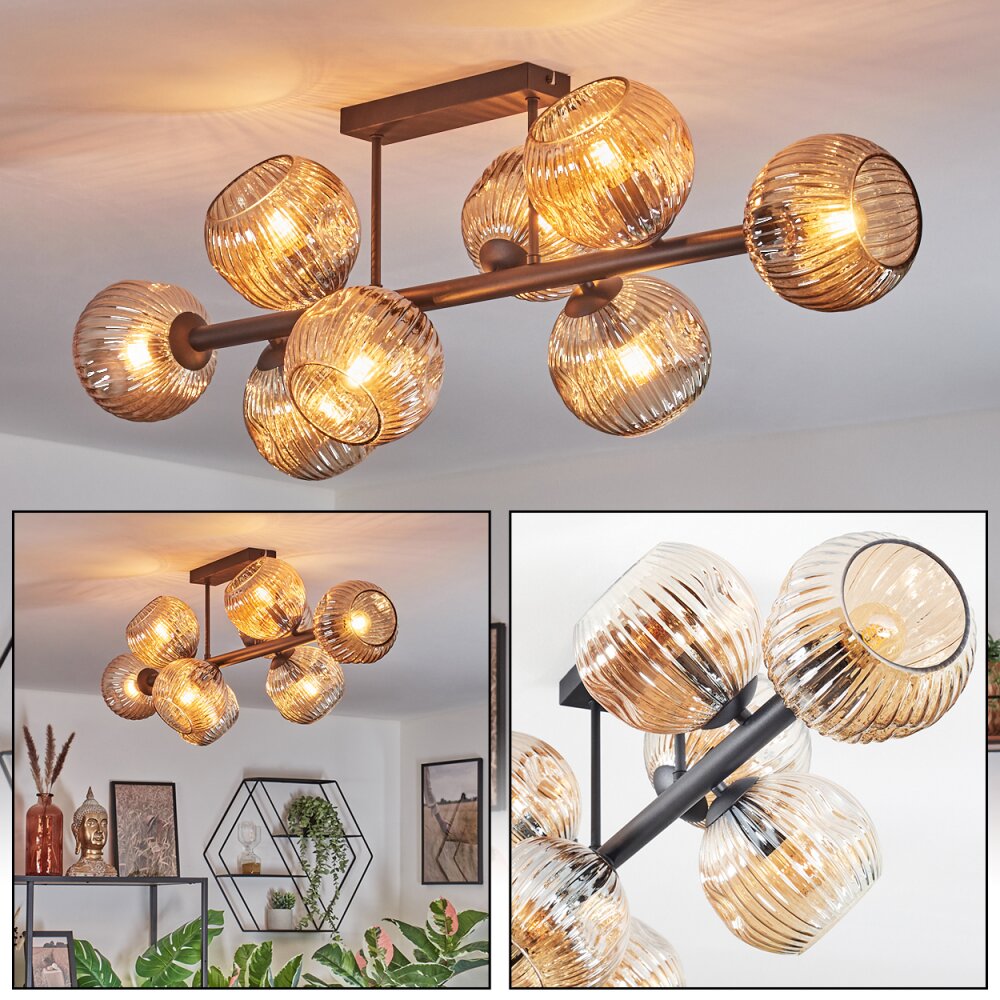 Ripoll Plafonnier, Boule lumineuse Ambre, 8 lumières main product photo