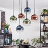 Koyoto Suspension, Boule lumineuse, Suspension Bleu, Vert, Clair, Cuivré, 6 lumières