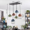 Koyoto Suspension, Boule lumineuse, Suspension Bleu, Vert, Clair, Cuivré, 6 lumières