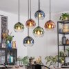 Koyoto Suspension, Boule lumineuse, Suspension Bleu, Vert, Clair, Cuivré, 6 lumières