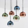 Koyoto Suspension, Boule lumineuse, Suspension Bleu, Vert, Clair, Cuivré, 6 lumières