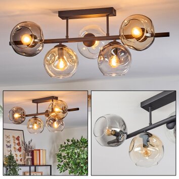 Ripoll Plafonnier, Boule lumineuse Ambre, Clair, Fumé, 5 lumières