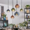 Koyoto Suspension, Boule lumineuse, Suspension Bleu, Vert, Clair, Cuivré, 6 lumières