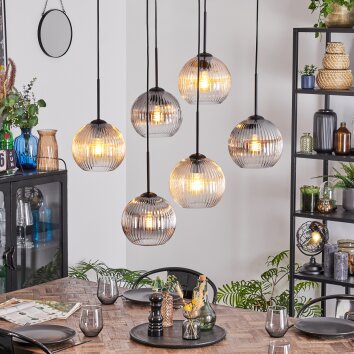 Koyoto Suspension, Boule lumineuse, Suspension Ambre, Clair, Fumé, 6 lumières