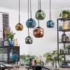 Ripoll Suspension, Boule lumineuse, Suspension Bleu, Or, Vert, Cuivré, 6 lumières