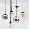 Gastor Suspension, Boule lumineuse, Suspension Ambre, Chrome, Clair, Fumé, 6 lumières