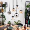 Gastor Suspension, Boule lumineuse, Suspension Ambre, Chrome, Clair, Fumé, 6 lumières