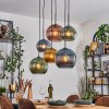 Koyoto Suspension, Boule lumineuse, Suspension Bleu, Or, Vert, Cuivré, 6 lumières