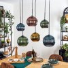 Koyoto Suspension, Boule lumineuse, Suspension Bleu, Or, Vert, Cuivré, 6 lumières