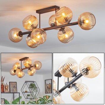 Koyoto Plafonnier, Boule lumineuse Ambre, 8 lumières