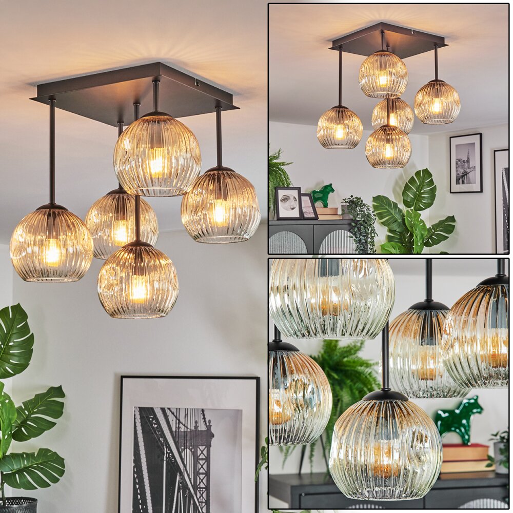 Ripoll Plafonnier, Boule lumineuse Ambre, Clair, 5 lumières main product photo