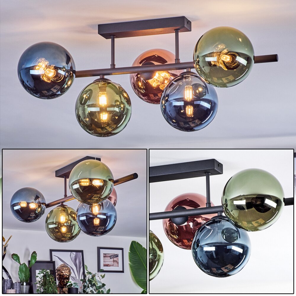Chehalis Plafonnier, Boule lumineuse Bleu, Vert, Cuivré, 5 lumières main product photo