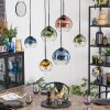 Koyoto Suspension, Boule lumineuse, Suspension Bleu, Or, Vert, Clair, Cuivré, 6 lumières