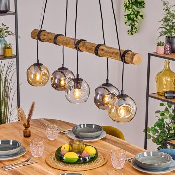 Ripoll Suspension, Boule lumineuse, Suspension Écru, Noir, 5 lumières