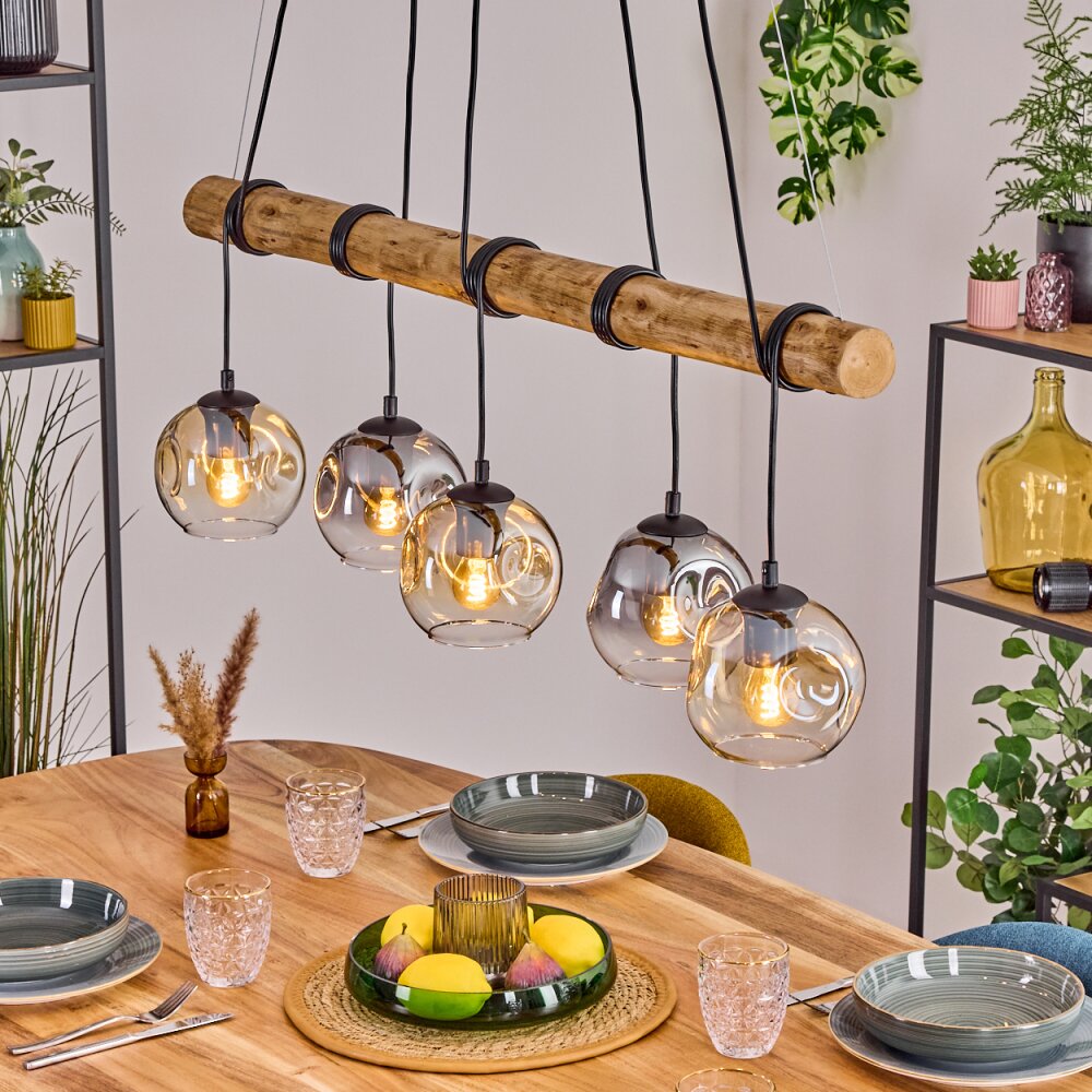 Ripoll Suspension, Boule lumineuse, Suspension Écru, Noir, 5 lumières main product photo