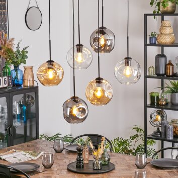 Ripoll Suspension, Boule lumineuse, Suspension Ambre, Clair, Fumé, 6 lumières Ripoll Suspension, Boule lumineuse, Suspension Ambre, Clair, Fumé, 6 lumières