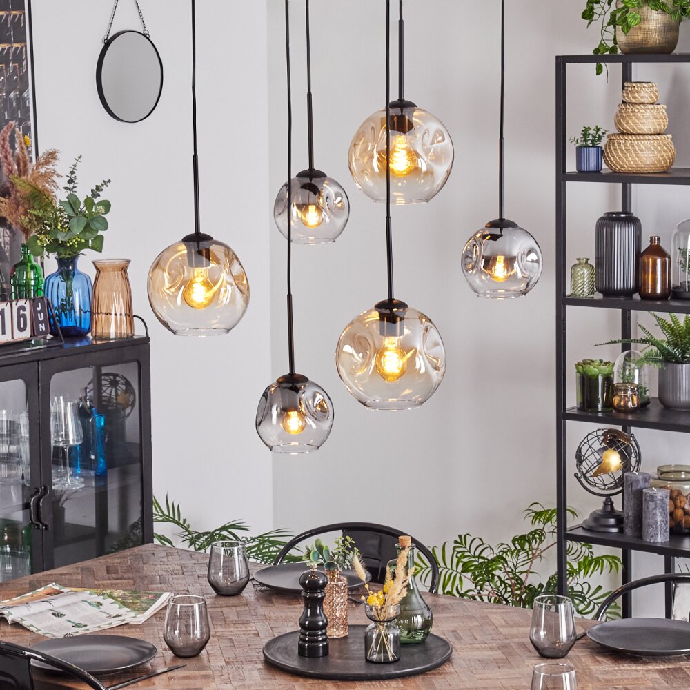 Ripoll Suspension, Boule lumineuse, Suspension Ambre, Clair, Fumé, 6 lumières main product photo