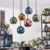 Ripoll Suspension, Boule lumineuse, Suspension Bleu, Or, Vert, Cuivré, 6 lumières