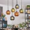 Ripoll Suspension, Boule lumineuse, Suspension Bleu, Vert, Cuivré, 6 lumières
