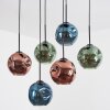 Ripoll Suspension, Boule lumineuse, Suspension Bleu, Vert, Cuivré, 6 lumières
