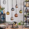 Koyoto Suspension, Boule lumineuse, Suspension Bleu, Chrome, Or, Vert, Cuivré, Fumé, 6 lumières