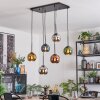 Koyoto Suspension, Boule lumineuse, Suspension Bleu, Chrome, Or, Vert, Cuivré, Fumé, 6 lumières
