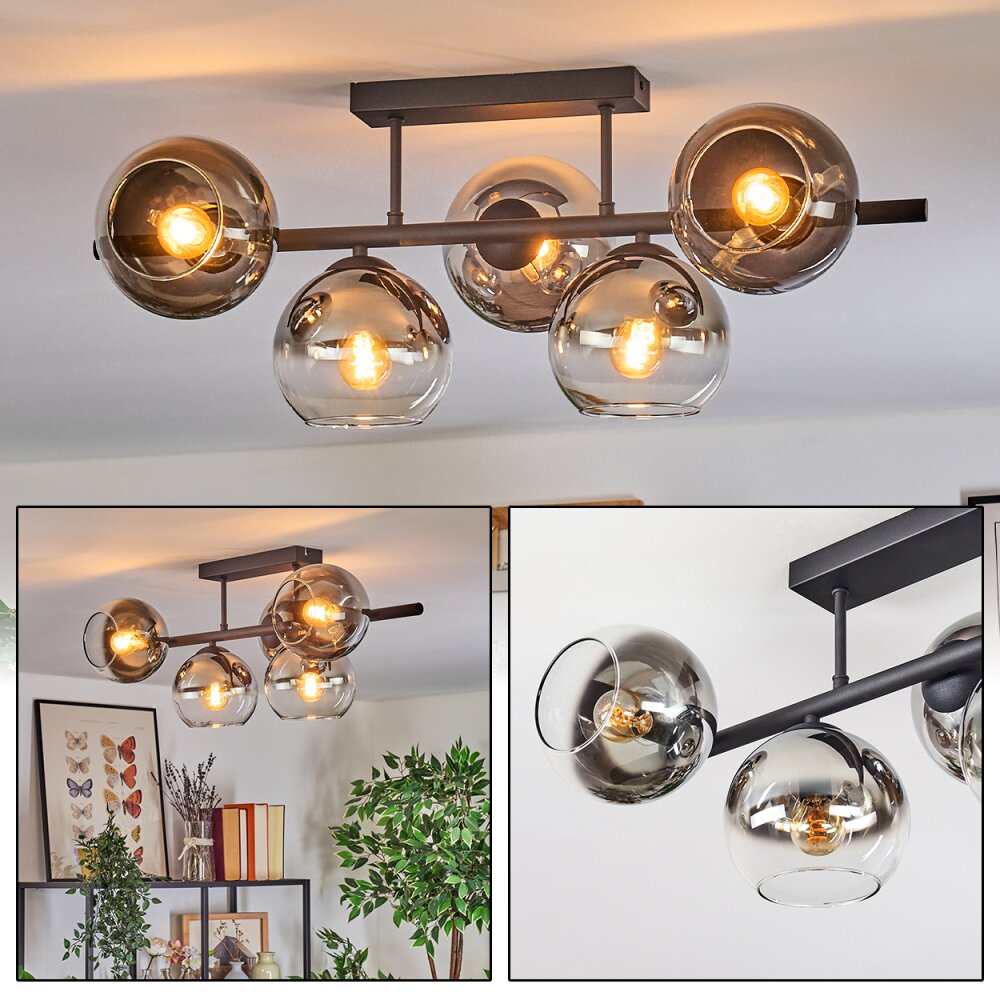 Koyoto Plafonnier, Boule lumineuse Chrome, Clair, Fumé, 5 lumières main product photo