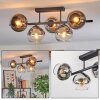 Koyoto Plafonnier, Boule lumineuse Chrome, Clair, Fumé, 5 lumières