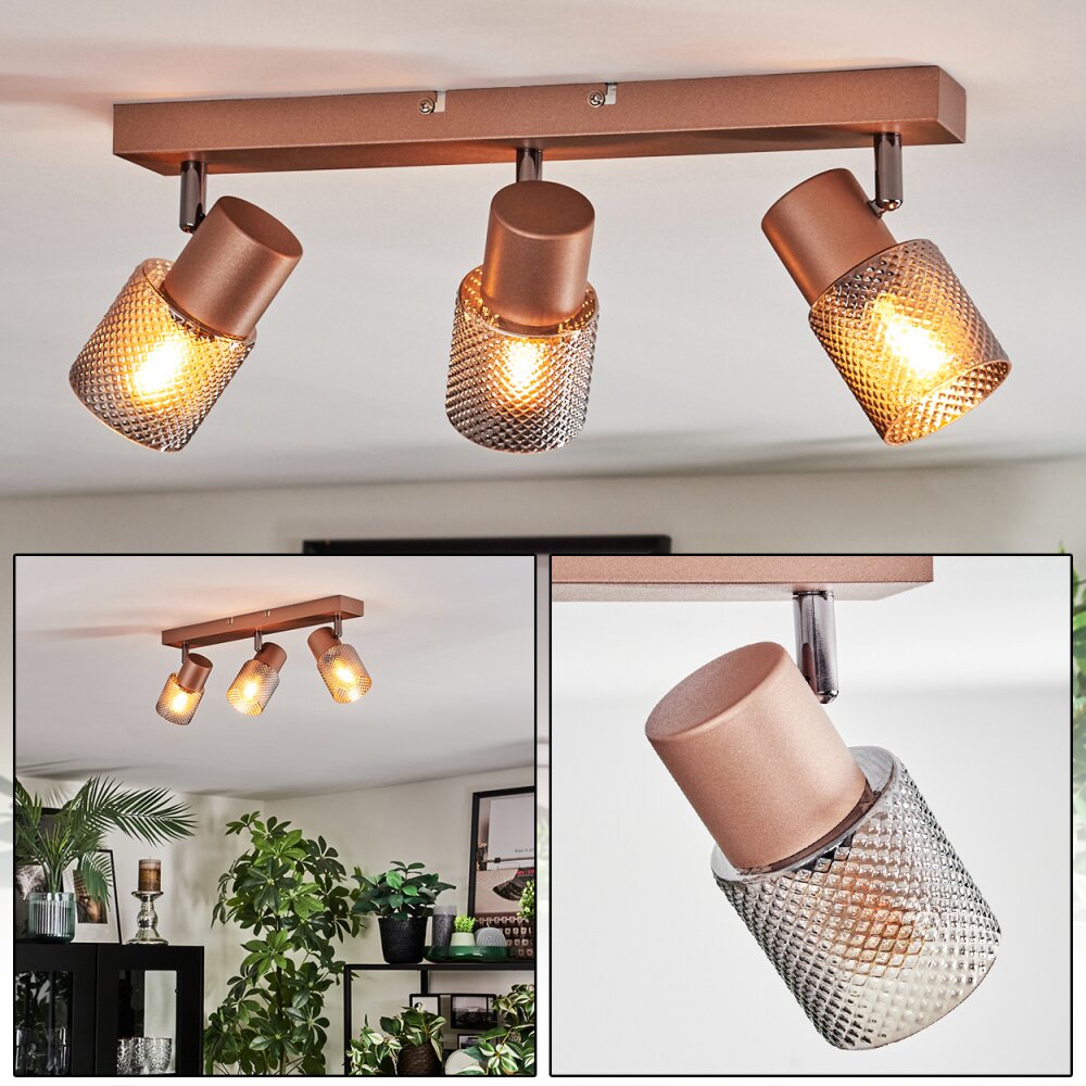Nelar Plafonnier, Spot de plafond Bronze, Chrome, 3 lumières main product photo