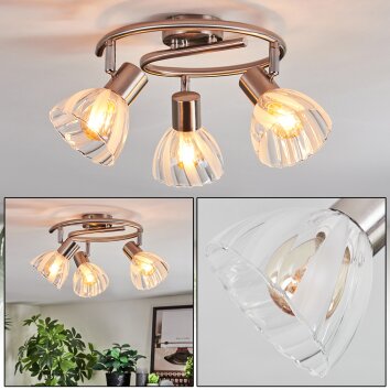 Saire Plafonnier, Spot de plafond Chrome, Nickel mat, 3 lumières