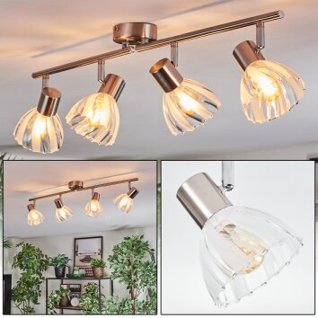 Saire Plafonnier, Spot de plafond Chrome, Nickel mat, 4 lumières