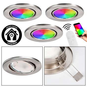 Osran Spot encastrable au plafond, Spot de plafond, Spot encastrable LED Nickel mat, 3 lumières, Télécommandes