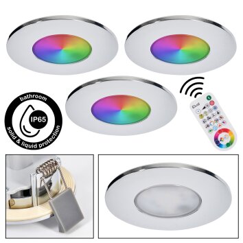 Paron Spot encastrable au plafond, Spot de plafond, Spot encastrable LED Chrome, 3 lumières, Télécommandes