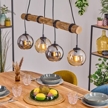Koyoto Suspension, Boule lumineuse, Suspension Écru, Noir, 4 lumières
