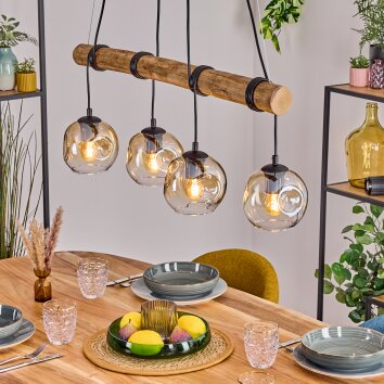 Ripoll Suspension, Boule lumineuse, Suspension Écru, Noir, 4 lumières
