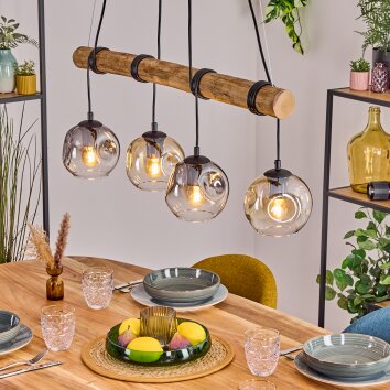 Ripoll Suspension, Boule lumineuse, Suspension Écru, Noir, 4 lumières