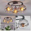 Ripoll Plafonnier, Boule lumineuse Chrome, Clair, Fumé, 3 lumières