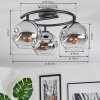 Ripoll Plafonnier, Boule lumineuse Chrome, Clair, Fumé, 3 lumières