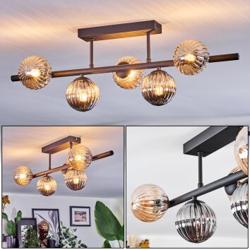 Chehalis Plafonnier, Boule lumineuse Noir, 5 lumières