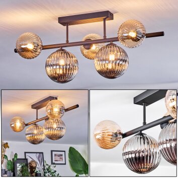 Chehalis Plafonnier, Boule lumineuse Noir, 5 lumières