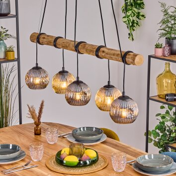 Ripoll Suspension, Boule lumineuse, Suspension Écru, Noir, 5 lumières