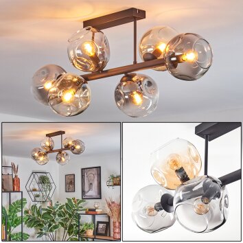 Ripoll Plafonnier, Boule lumineuse Ambre, Clair, Fumé, 6 lumières