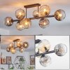 Koyoto Plafonnier, Boule lumineuse Ambre, Clair, Fumé, 8 lumières